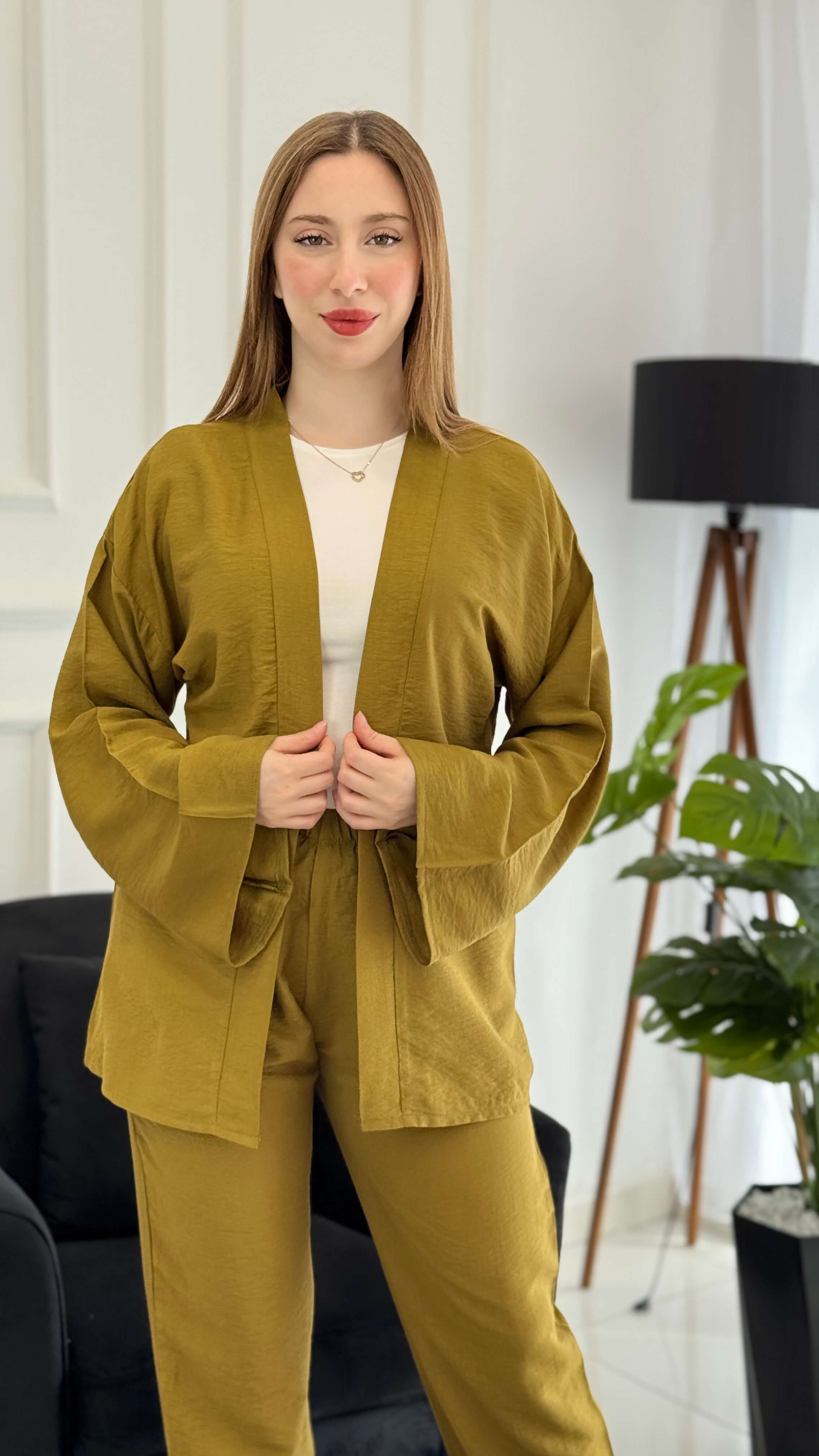Ensemble kimono En Crepe Froissé - صورة 3